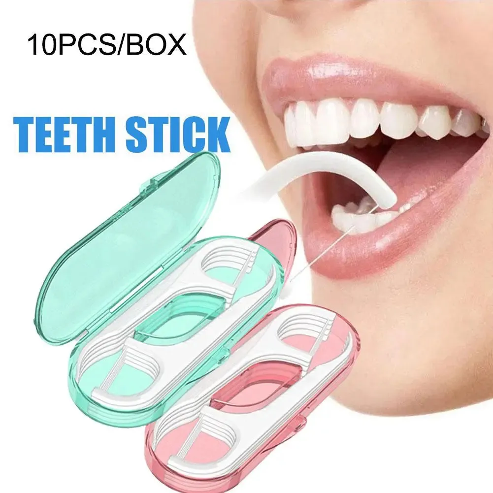 10-Piece Set: Dental Floss Travel Case-Floss Pick