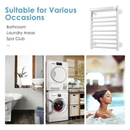 110W Electric Heated Towel Rack with Top Tray for Bathroom and Kitchen