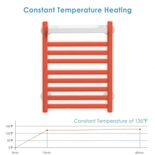 110W Electric Heated Towel Rack with Top Tray for Bathroom and Kitchen