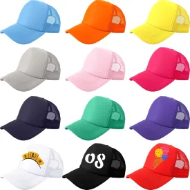 12 Pack Child Trucker Hats Bulk DIY Sublimation Baseball Cap Blank Mesh Trucker Cap for Kids Summer Outdoor Sports