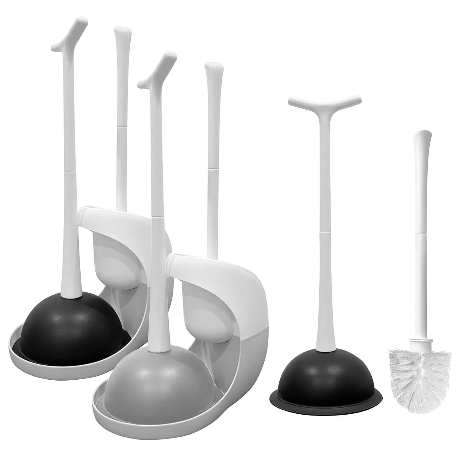 2-in-1 Toilet Plunger and Brush Combo Set with Ventilated Holder