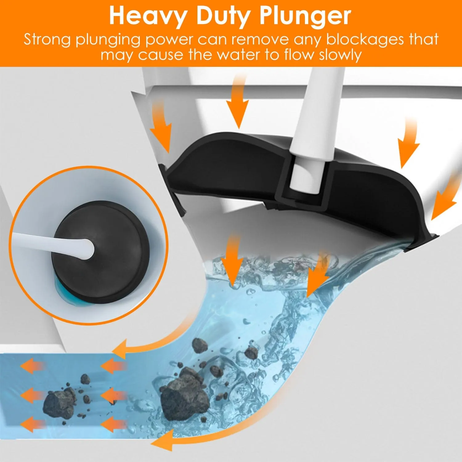 2-in-1 Toilet Plunger and Brush Combo Set with Ventilated Holder