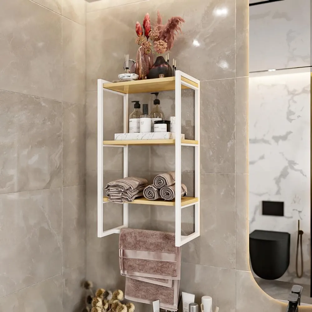 3-Tier Bathroom Shelf, Storage for Towel and Blanket, Decorative Items