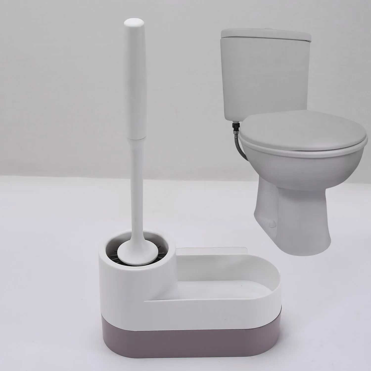6695 Toilet Brush and Holders, Deep Cleaning Silicone Toilet Brush ,Floor Standing & Wall Mounting Toilet Brush Holder
