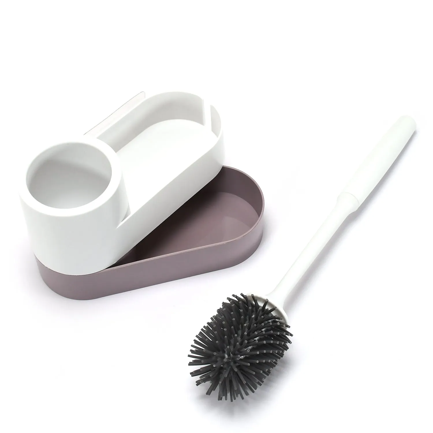 6695 Toilet Brush and Holders, Deep Cleaning Silicone Toilet Brush ,Floor Standing & Wall Mounting Toilet Brush Holder