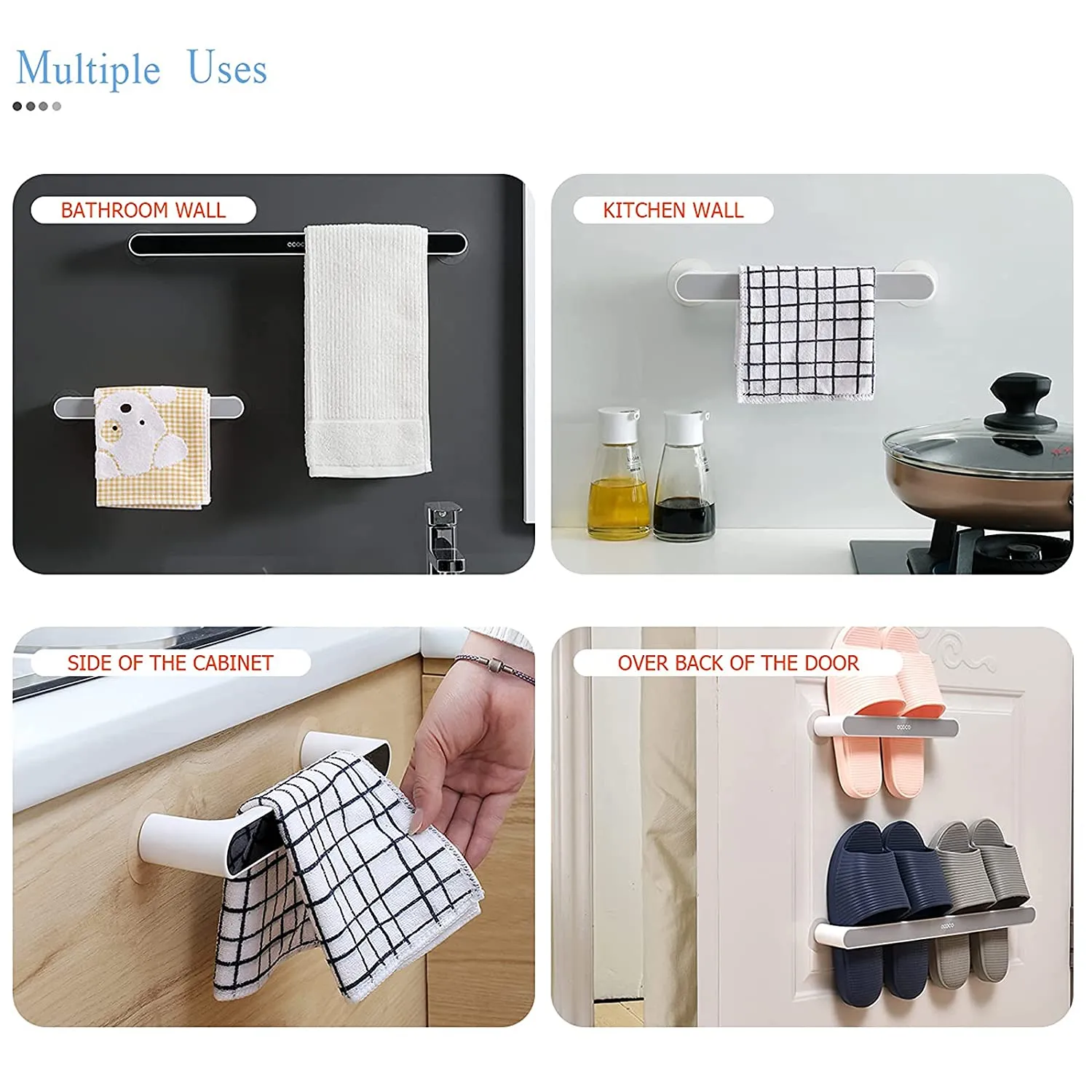 9130 Towel Rack & Multiuse Rack With 2 Sticker For Home & Multiuse Rack