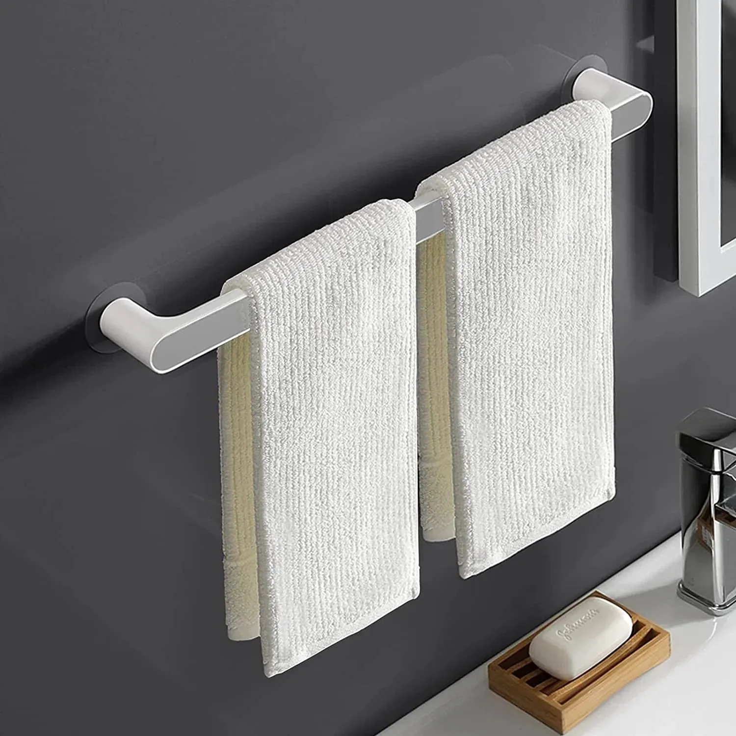 9130A TOWEL RACK & MULTIUSE RACK WITH 2 STICKER FOR HOME & MULTIUSE RACK (47 Cm Rack )