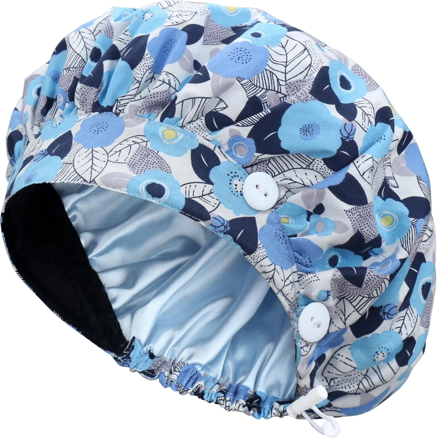 ABAMERICA Bouffant Caps with Button and Sweatband, Adjustable Scrub Caps for Women Men, One Size Multi Color