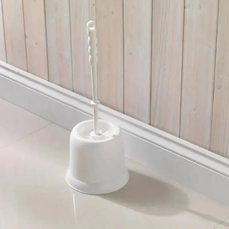 Addis Toilet Brush & Wipe Clean Holder Round - White