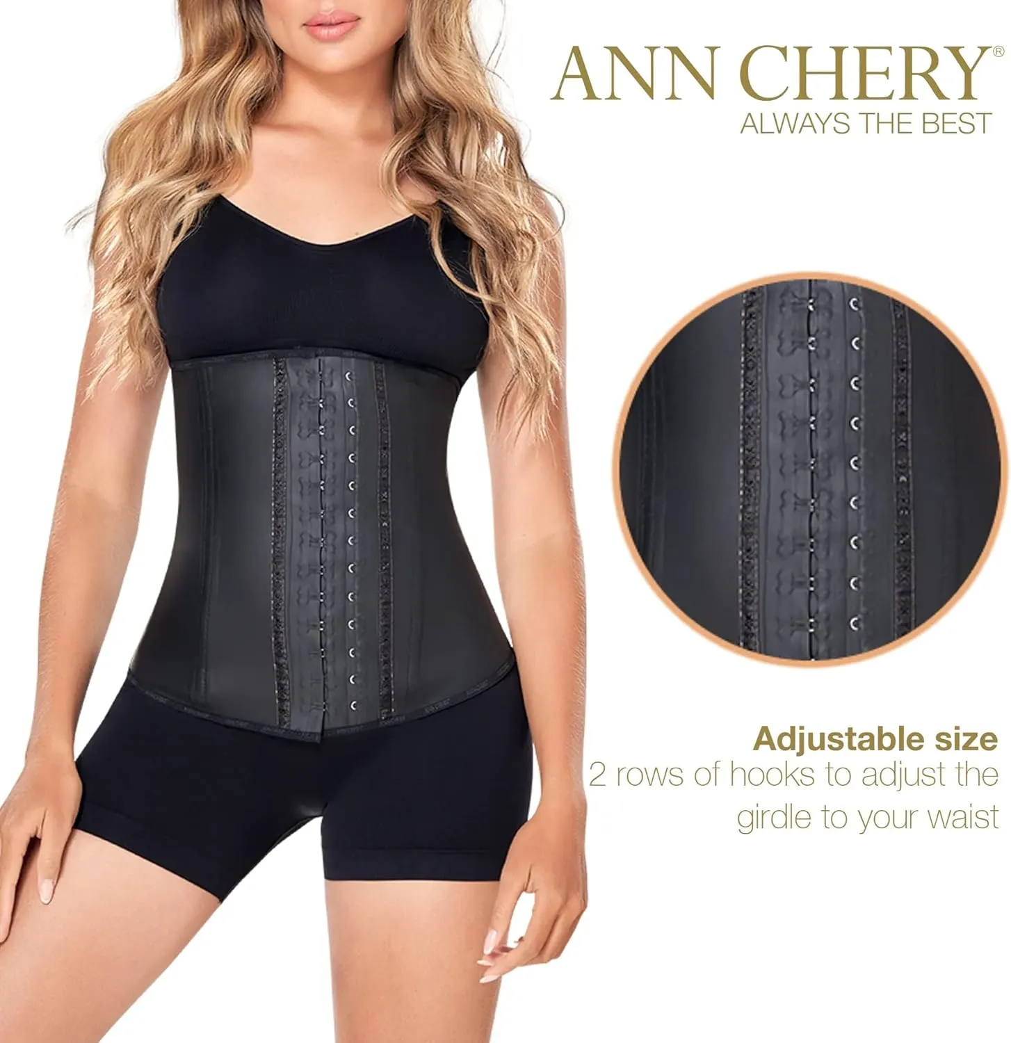 Ann Chery Corset Waist Trainer for Womens Weight Loss - Colombian Waist Cincher - 2 Hook Latex Body Shaper
