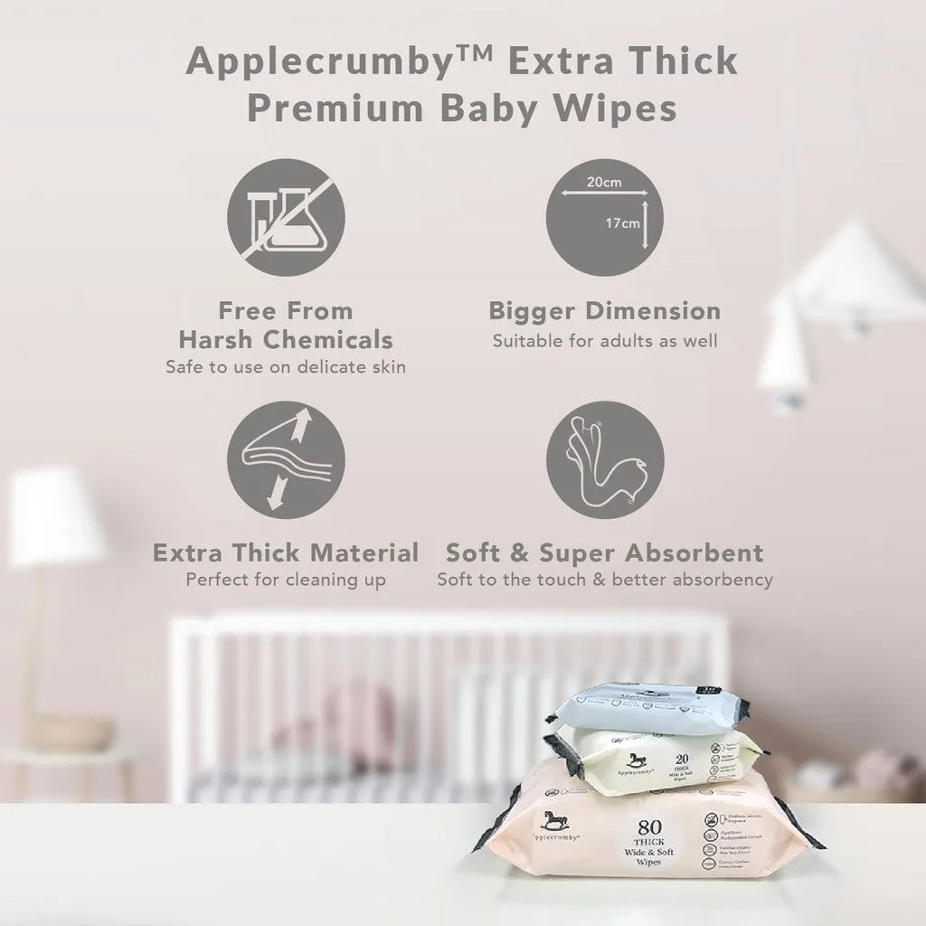Applecrumby Extra Thick Honey Baby Wipes 80s (2 Packs Bundle)