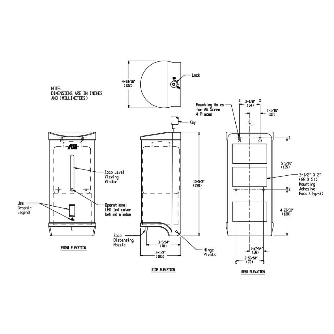 ASI 0362 Commercial Liquid Soap Dispenser, Surface-Mounted, Touch-Free, Stainless Steel - 30 Oz