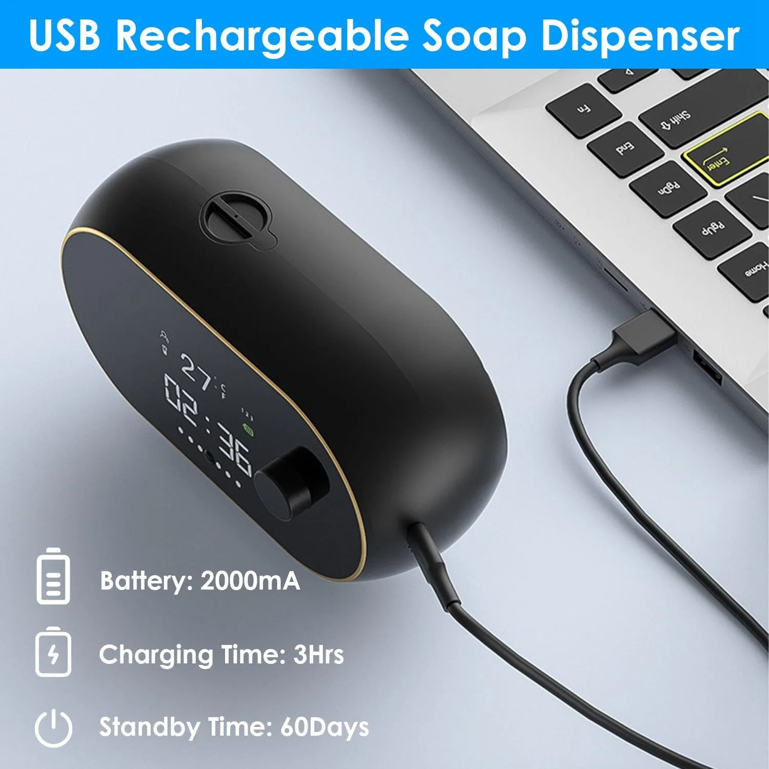 Automatic Soap Dispenser Wall Mounted Hand Free with Clock Temperature