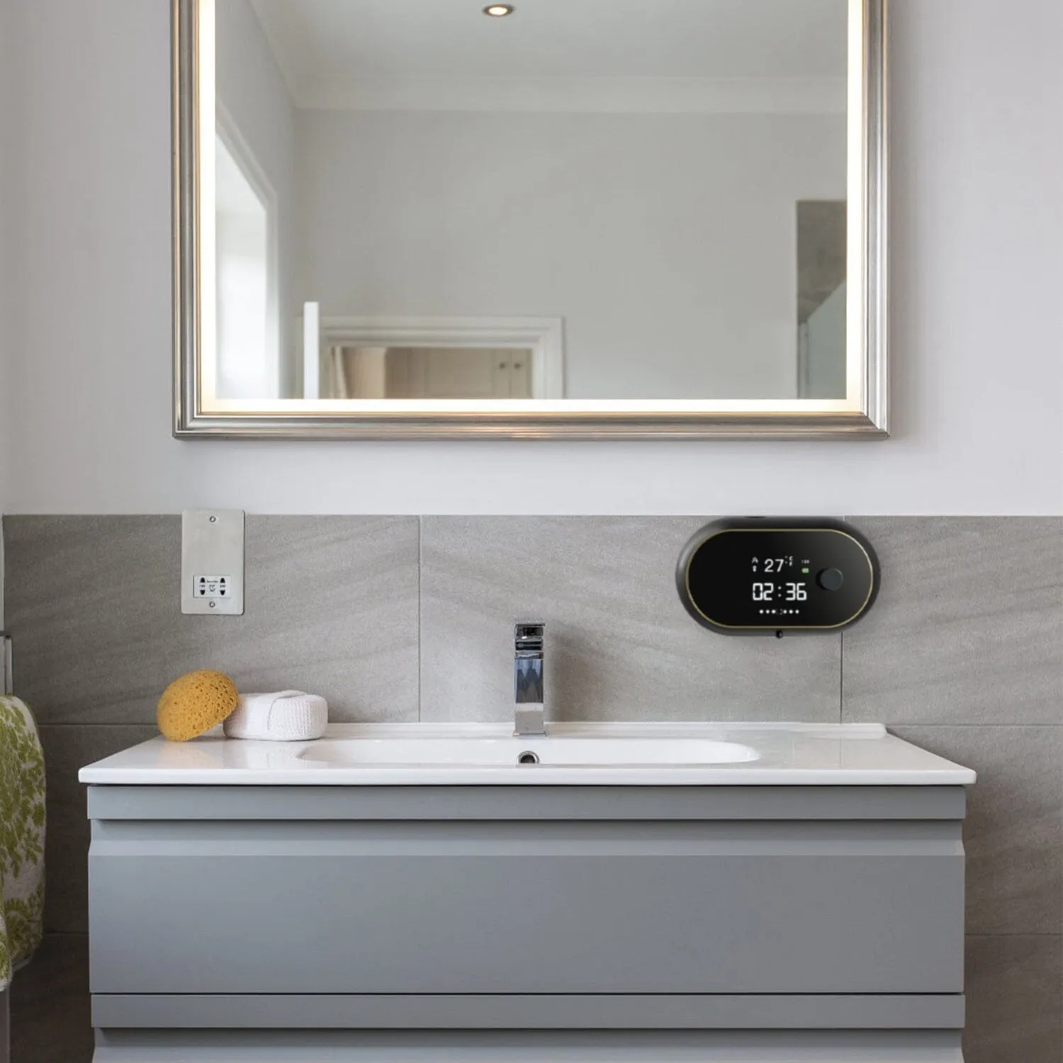 Automatic Soap Dispenser Wall Mounted Hand Free with Clock Temperature