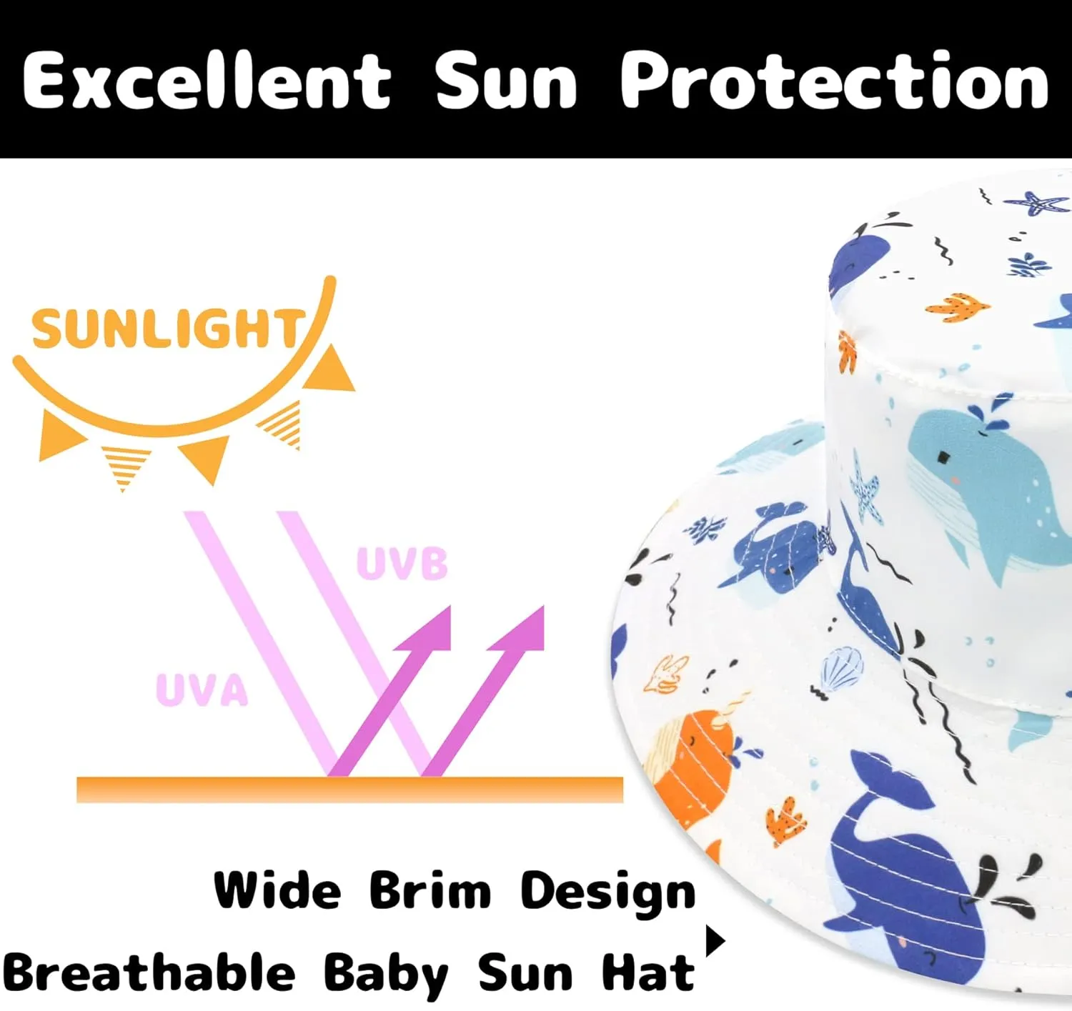Baby Sun Hat Baby Boy Hats Toddler Hat UPF 50  Bucket Hat for Baby Girls Infant Beach Hat with Wide Brim Kids Caps