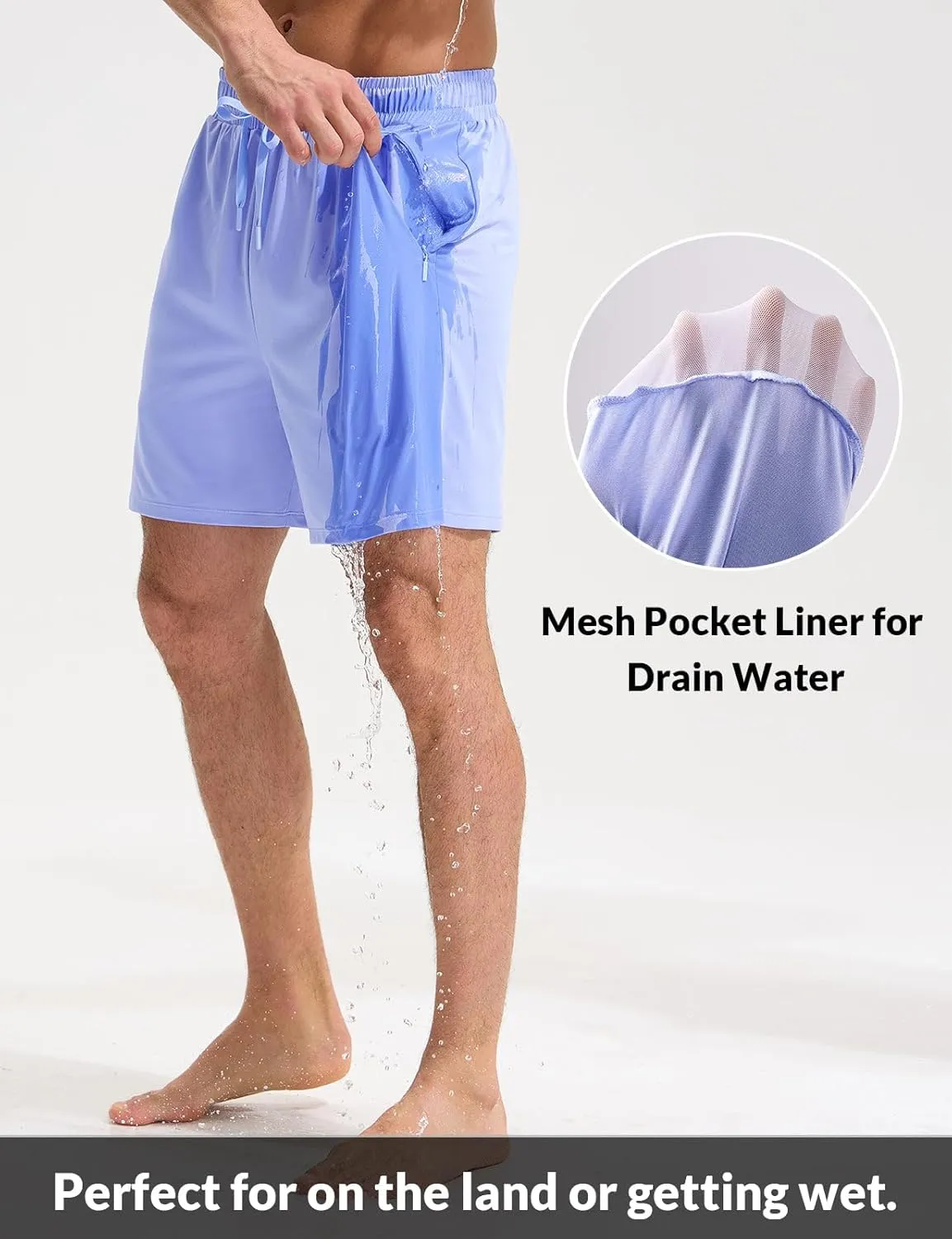 baleaf Mens Swim Trunks with Compression Liner 5 & 7 inch Quick Dry Bathing Suit Swim Shorts with Zippered Pockets