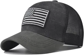 Baseball Cap Adjustable Trucker Hat Ponytail Sun Hats for Women Men