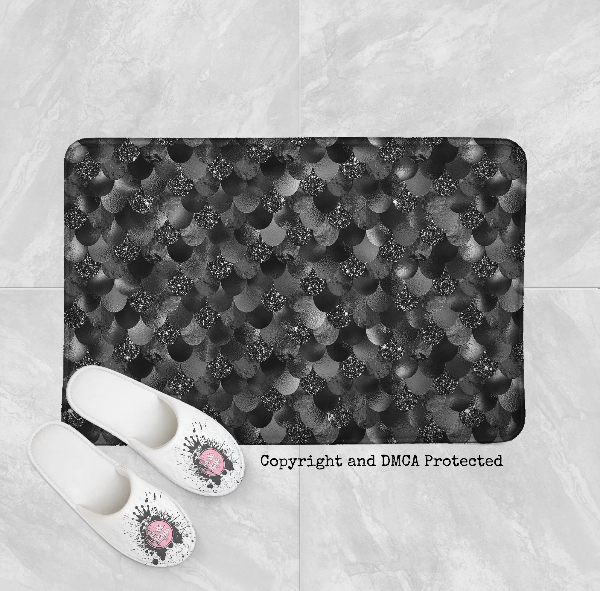 Black Mermaid Dreams Shower Curtains and Optional Bath Mats