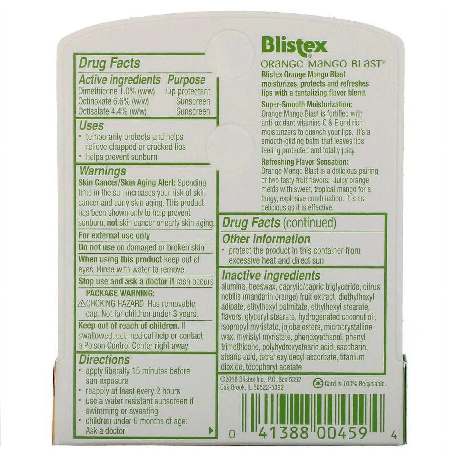 Blistex Orange Mango Blast Lip Balm - 0.15 oz