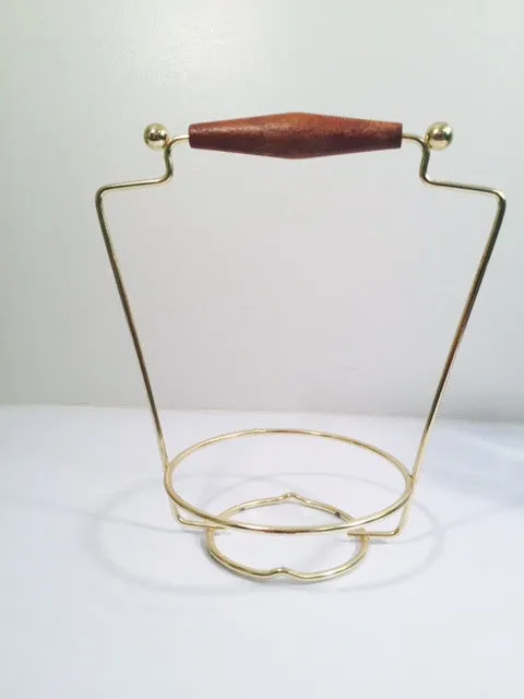 Classic 1960's Retro 22-Karat Gold Blue and Gold Sunburst Ice Container with Carrier