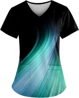 Cozy Fit Plus Size Scrub Shirts Medical Uniforms Tops Print Scrubs for Women Nurse Vet Pediatric with Design