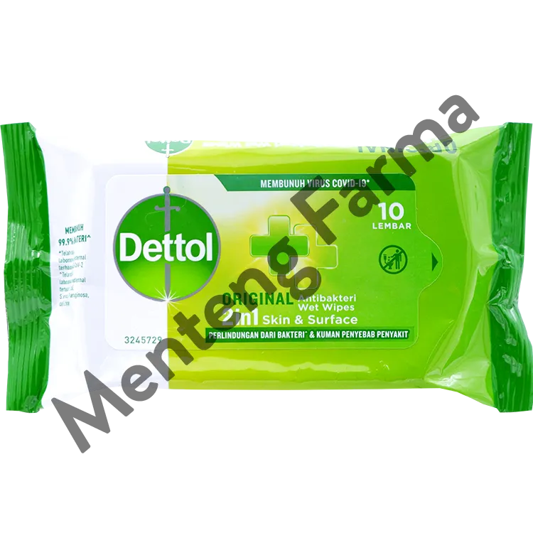 Dettol Anti Bakteri Wet Wipes Original Isi 10 Lembar