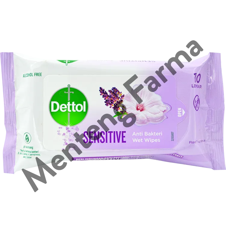 Dettol Anti Bakteri Wet Wipes Sensitive Isi 10 Lembar / Tisu Basah