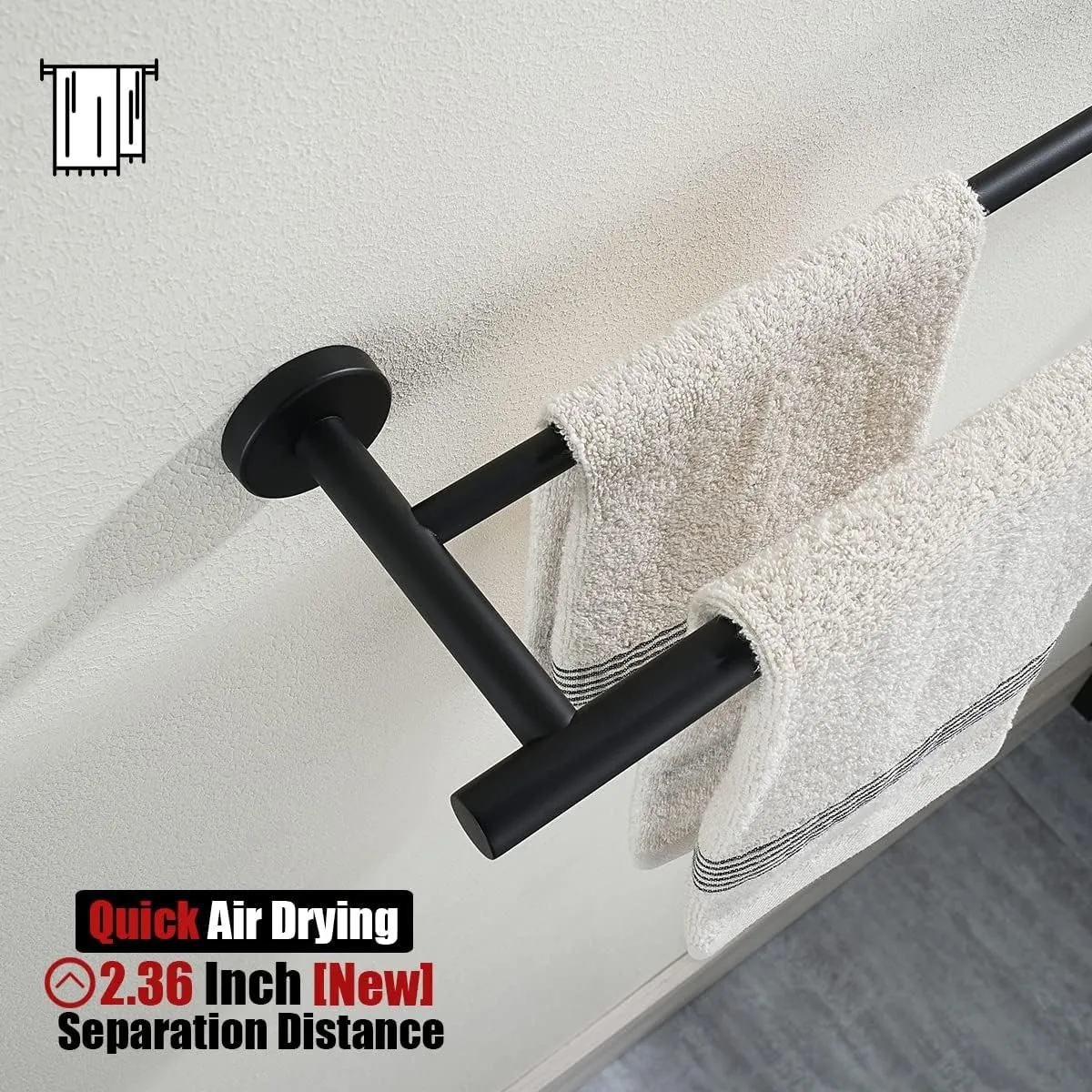 Double Towel Bar, 304 Stainless Steel Thicken 0.8mm Bath Towel Rack for Bathroom, Towel Holder Wall Mount