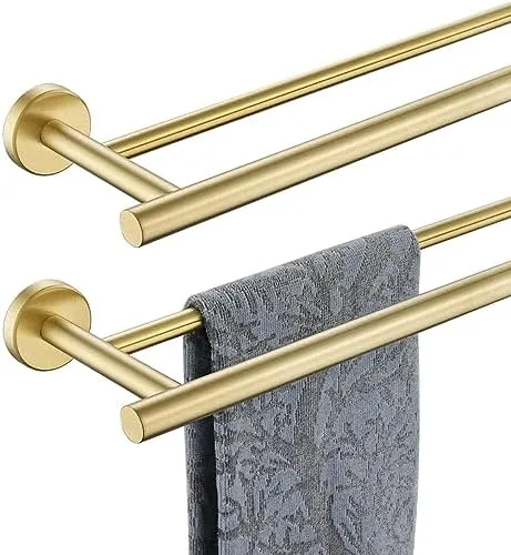 Double Towel Bar, 304 Stainless Steel Thicken 0.8mm Bath Towel Rack for Bathroom, Towel Holder Wall Mount