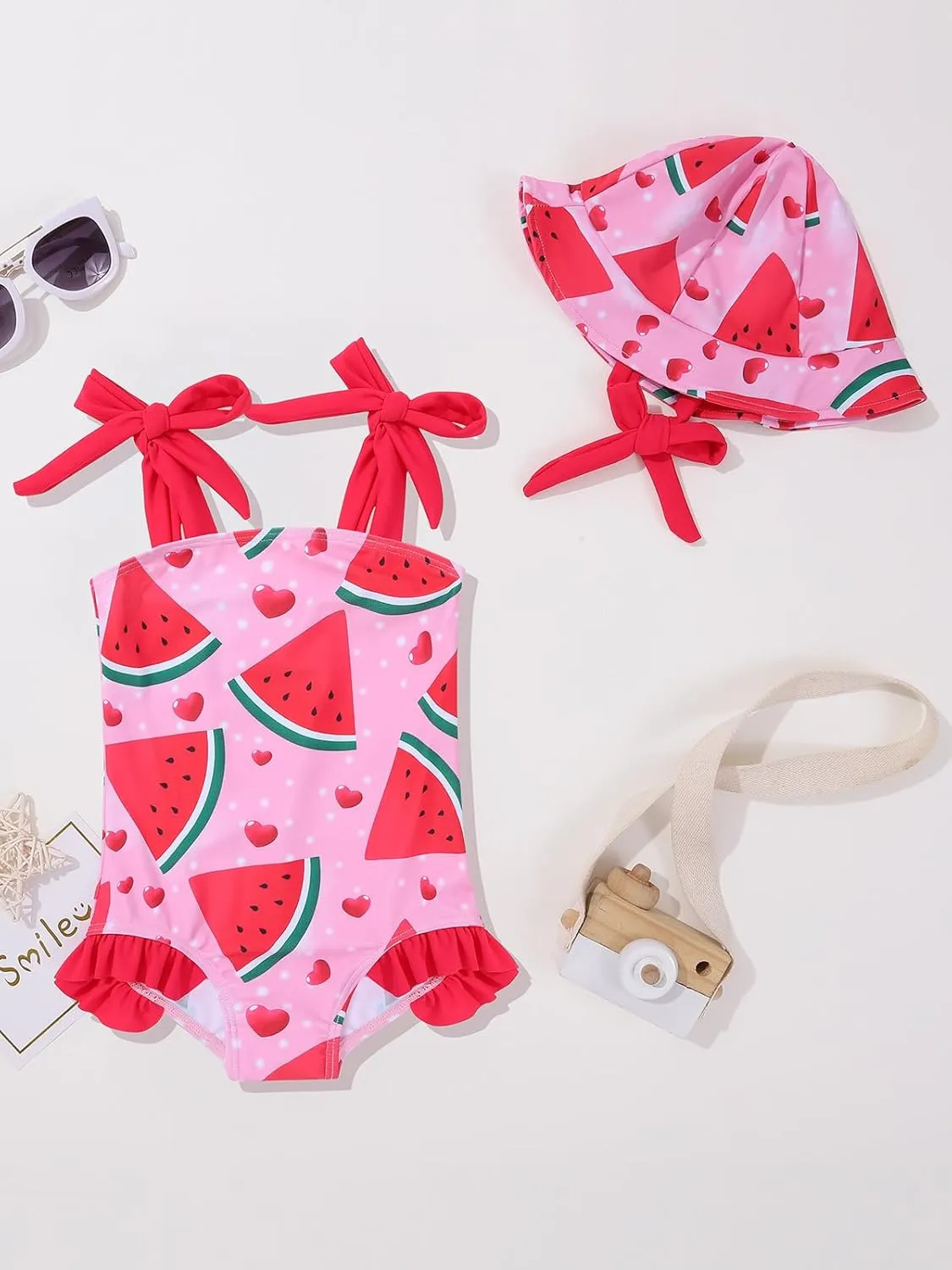 ESHOO Baby Girls Swimsuit Toddler Ruffled Bikini One-Piece Swimwear Baby Girl Bathing Suits Kids Swimming Bathing Beachwear