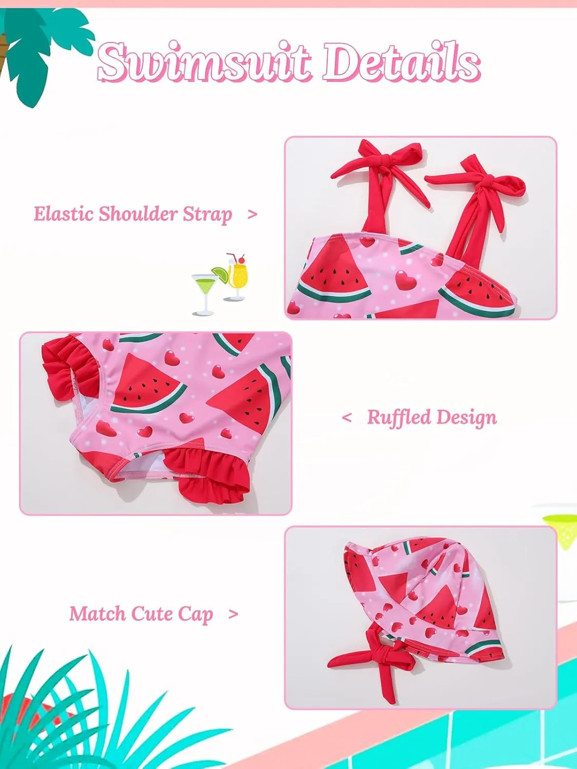 ESHOO Baby Girls Swimsuit Toddler Ruffled Bikini One-Piece Swimwear Baby Girl Bathing Suits Kids Swimming Bathing Beachwear