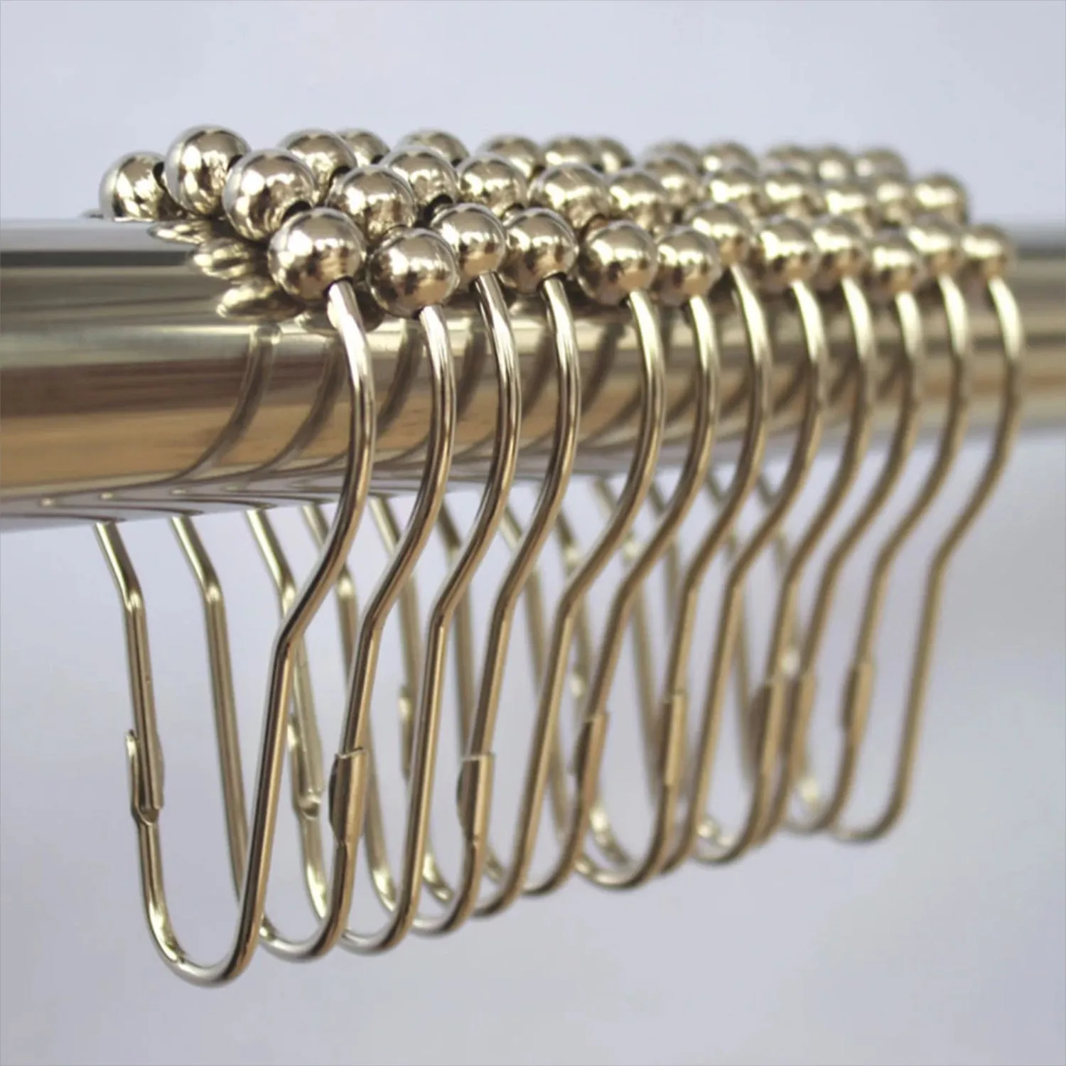 Fabric Shower Bath Curtain with 12 Rollerball Shower Curtain Rings Rustproof Metal Hooks, 83001