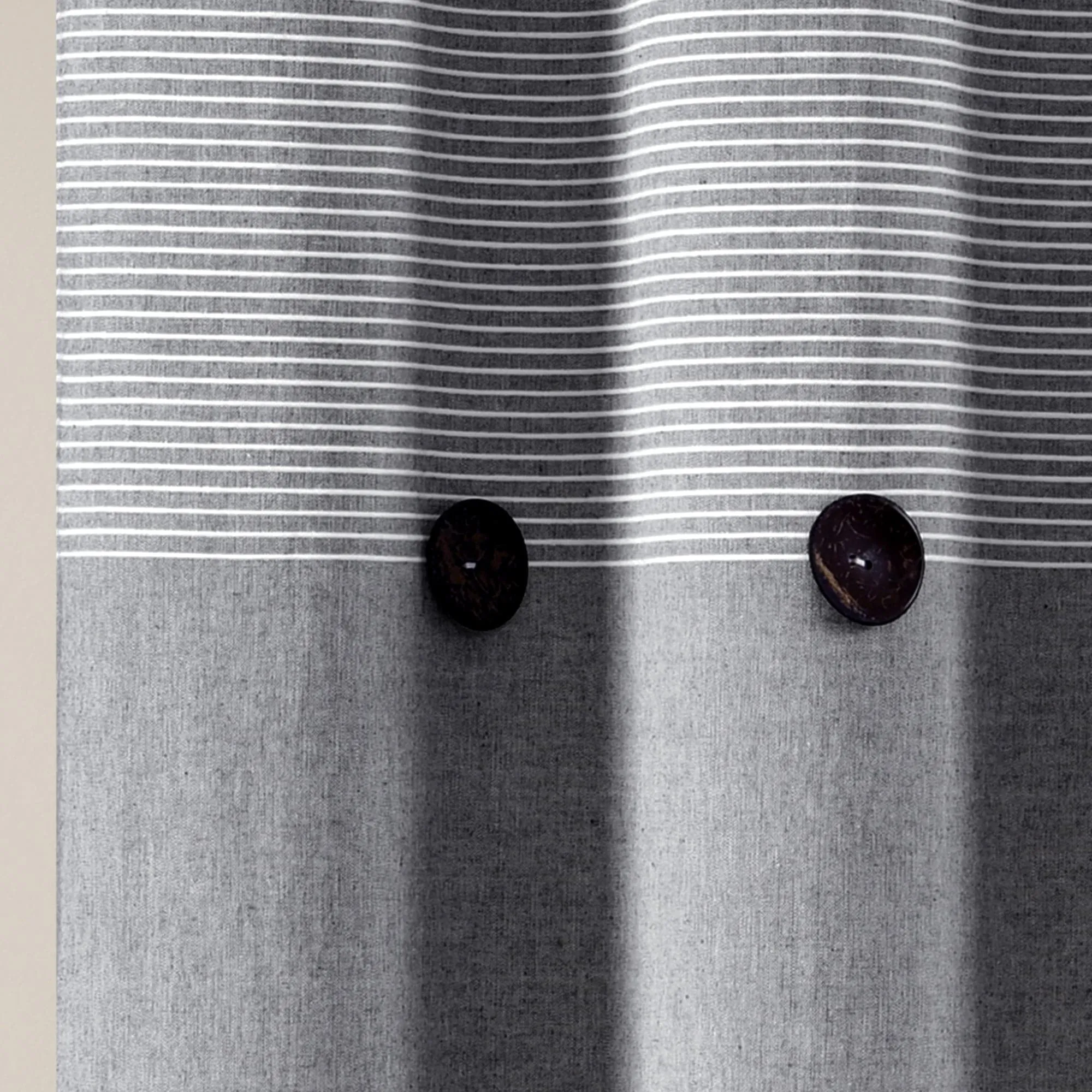 Farmhouse Button Stripe Yarn Dyed Shower Curtain