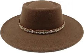 Fedora Hat 8CM Wide Brim Top Women's Jazz Hat Men's Flat Top Fedora Hat Classic Sun Hats