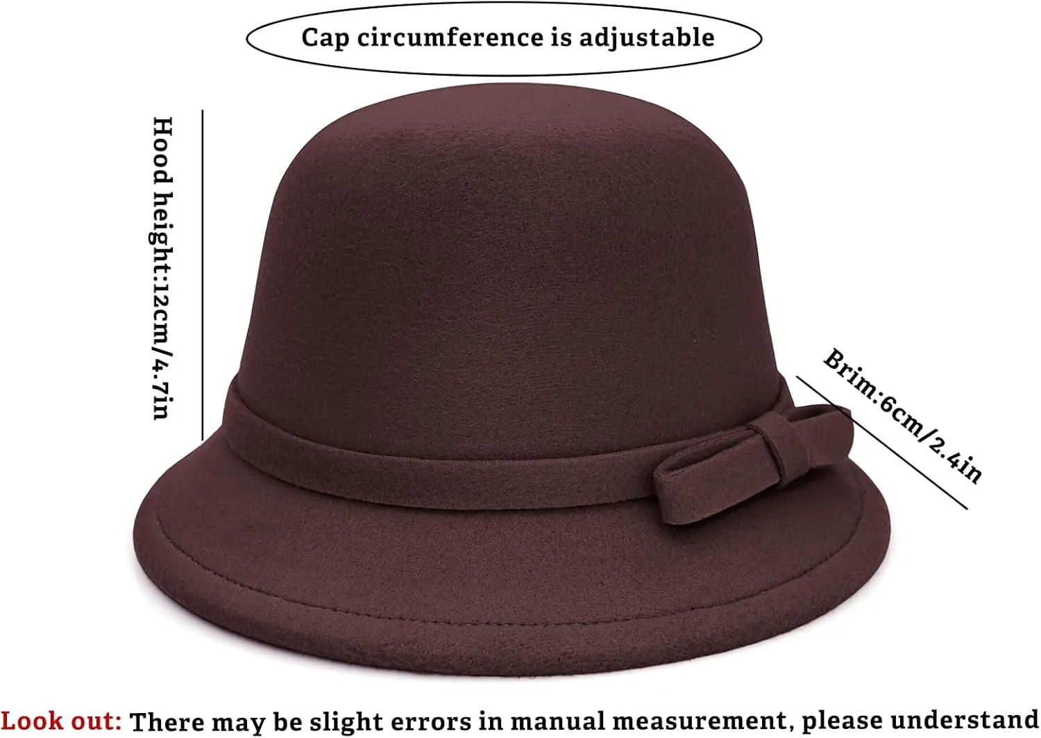Felt Cloche Hat for Women Bowknot Fedora Bucket Hat 1920s Vintage Bowler Hats