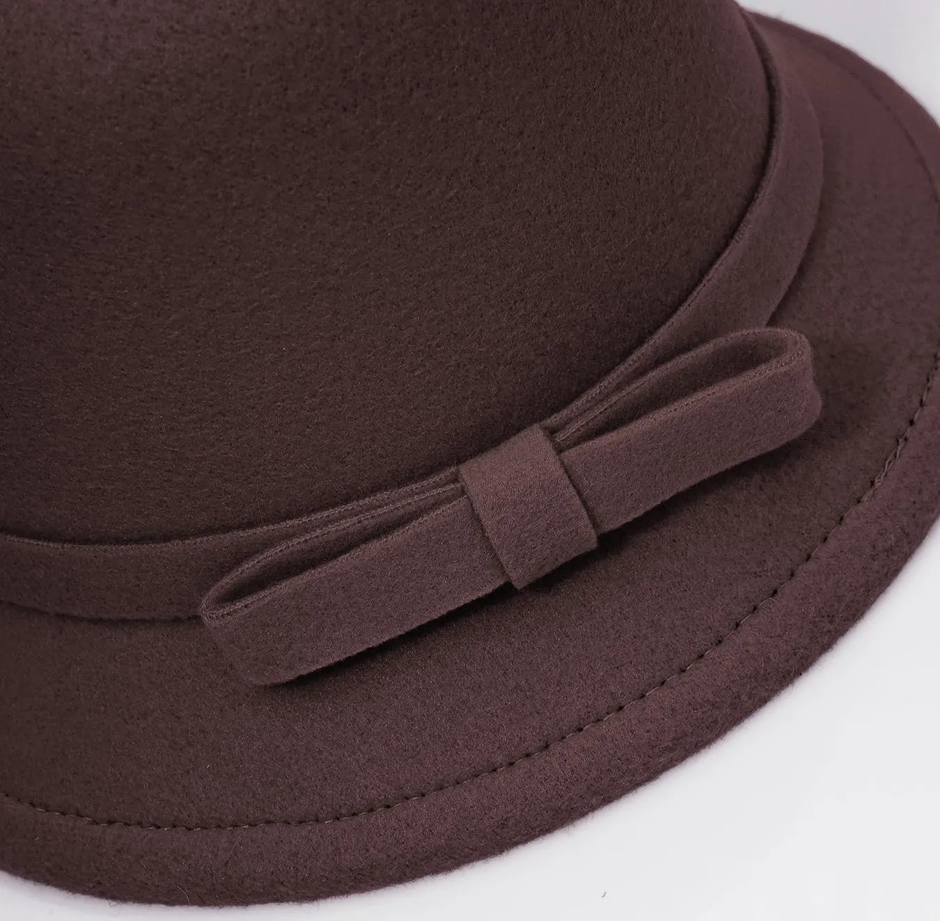 Felt Cloche Hat for Women Bowknot Fedora Bucket Hat 1920s Vintage Bowler Hats