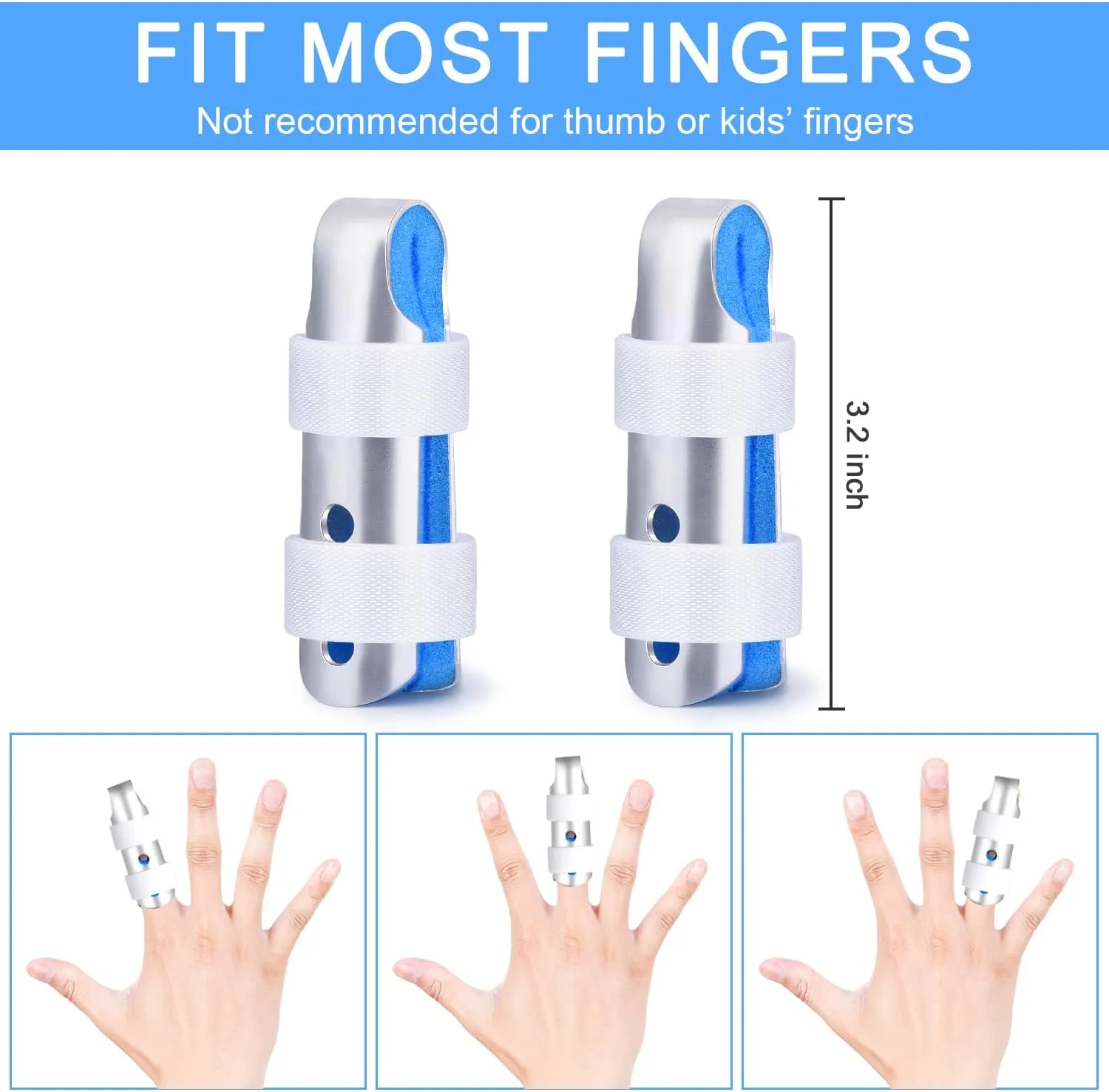 Finger Splint, 2pcs Finger Support Brace for Arthritis Knuckle Immobilizationm, Middle Size