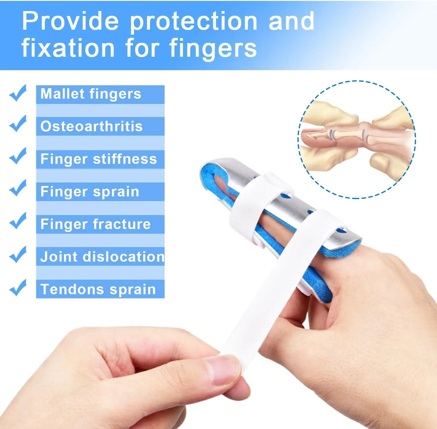 Finger Splint, 2pcs Finger Support Brace for Arthritis Knuckle Immobilizationm, Middle Size