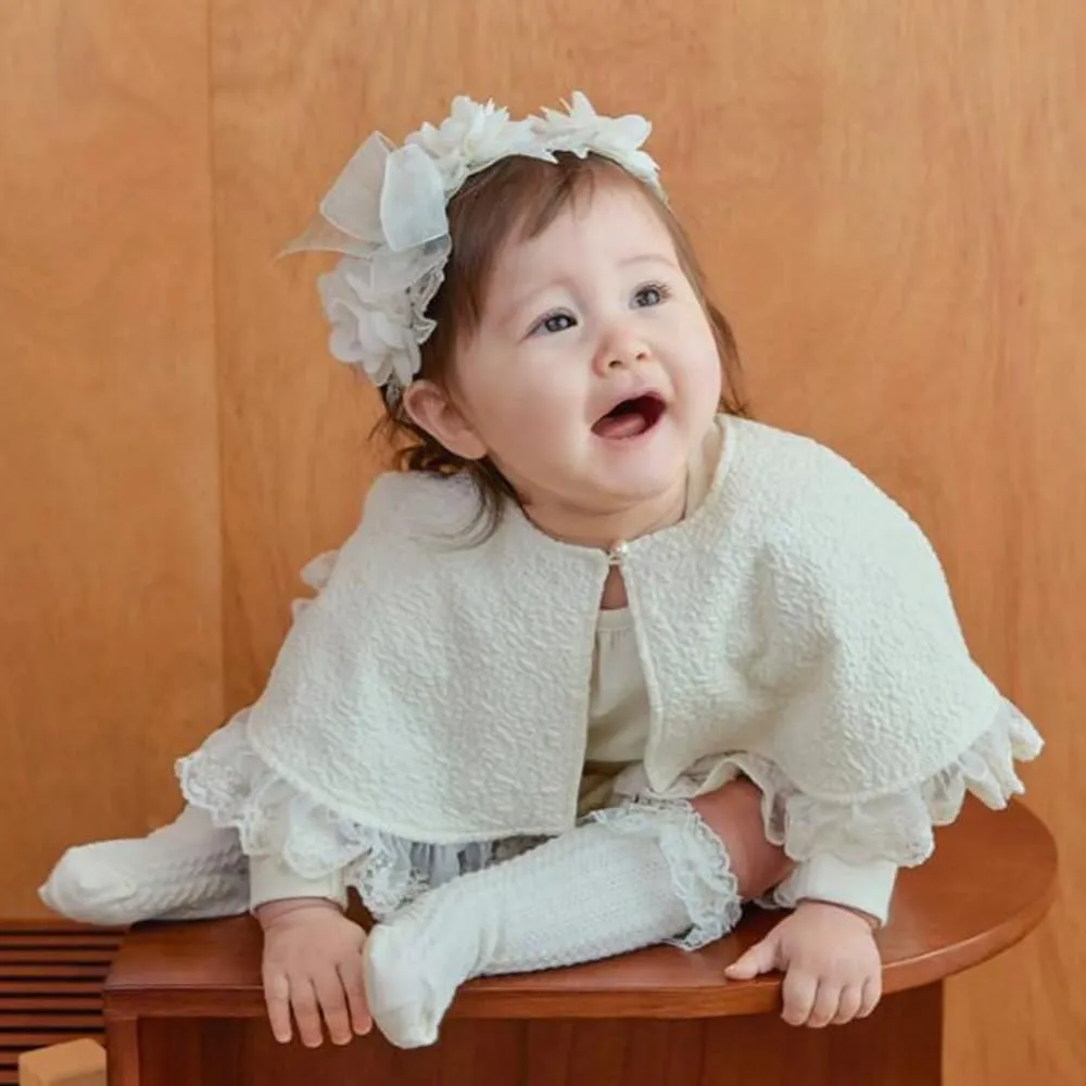 Floral Lace Hair Bow for Baby Girls Soft Stretch Headband for Newborns to Toddlers Baby Shower Birthday Hair Band 0-36 Months (Ivory, Free)