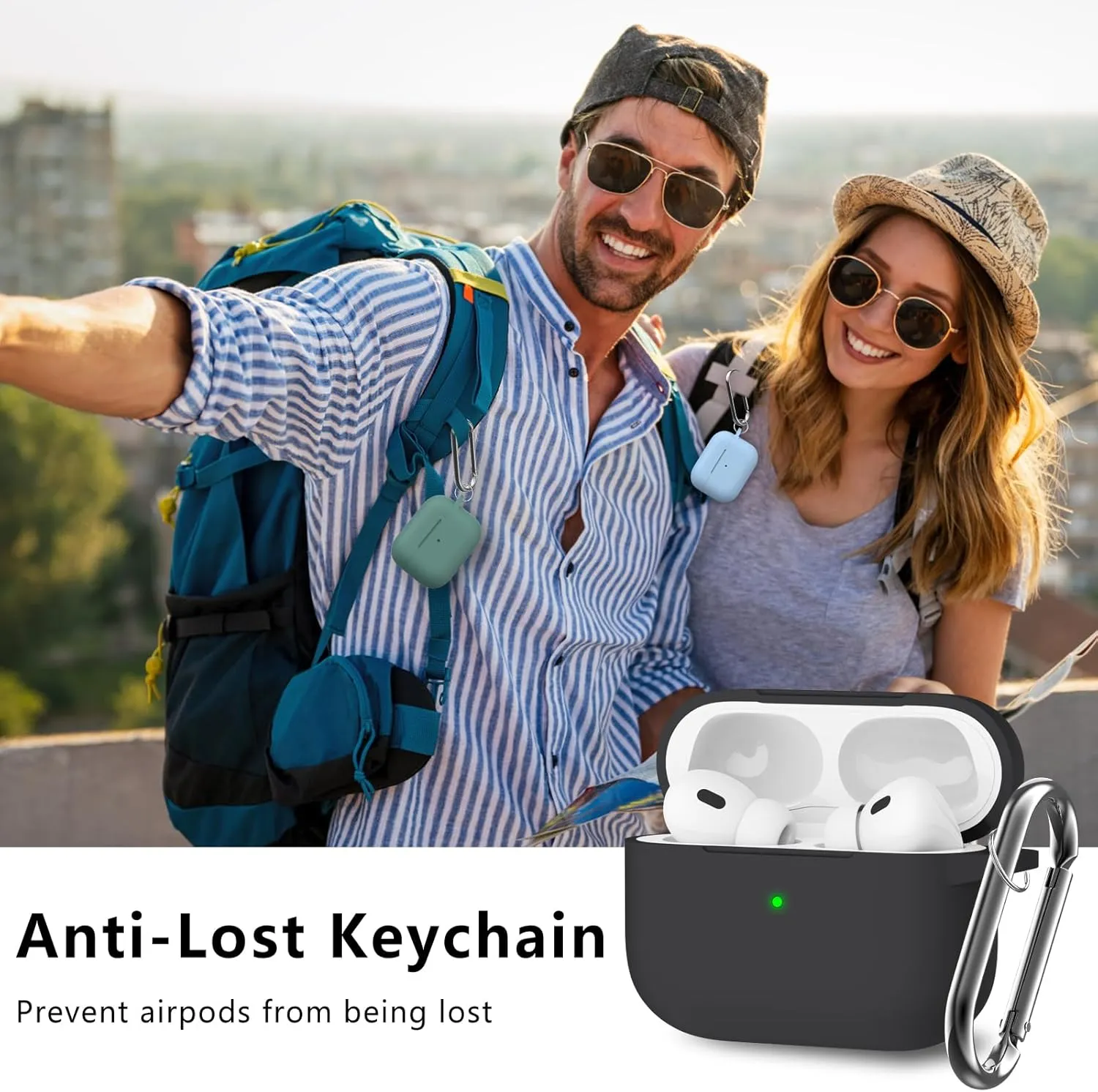 for AirPods Pro Case Cover with Cleaner Kit,Soft Silicone Protective Case for Apple AirPod Pro 2nd/1st Generation Case for Women Men,AirPods Pro 2/Pro Case Accessories with Keychain-Black