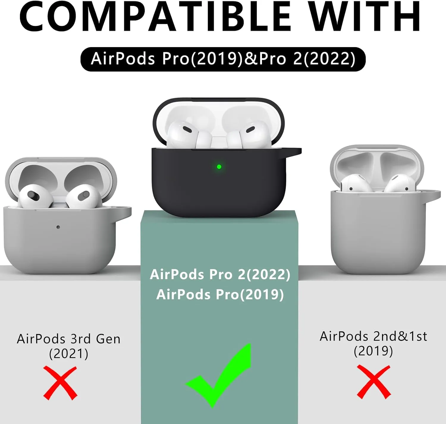 for AirPods Pro Case Cover with Cleaner Kit,Soft Silicone Protective Case for Apple AirPod Pro 2nd/1st Generation Case for Women Men,AirPods Pro 2/Pro Case Accessories with Keychain-Black