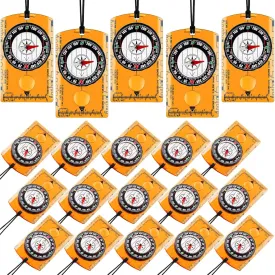 Geiserailie 20 Pcs Orienteering Compass Navigation Backpacking Compass Hiking Compass Map Reading Survival Compass Scout Compass for Kids Bulk for Navigation, Survival Outdoor Exploring, Orange