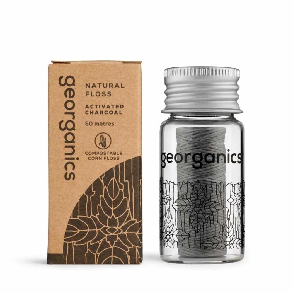 Georganics Vegan Corn Starch Dental Floss - Activated Charcoal