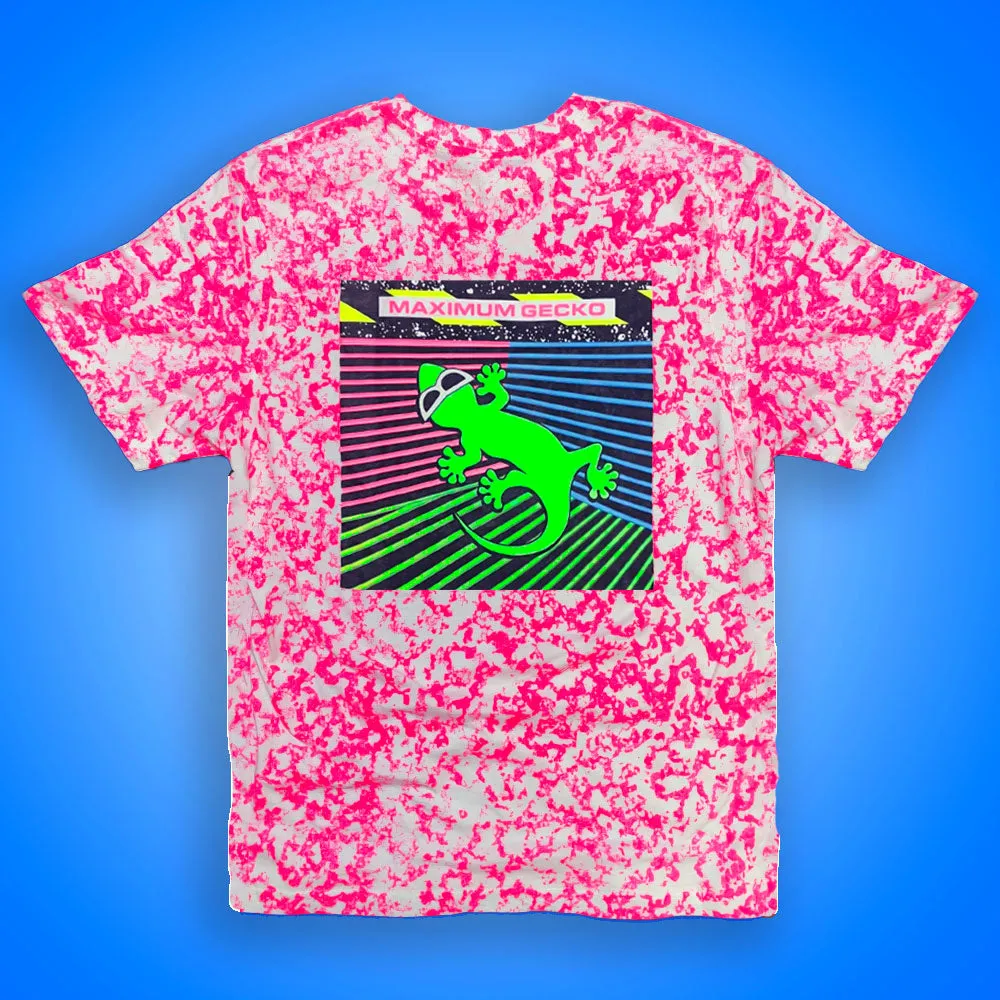 Max Gecko - 1980's Sponge Paint Neon Pink GITD Tee (Limited Edition)