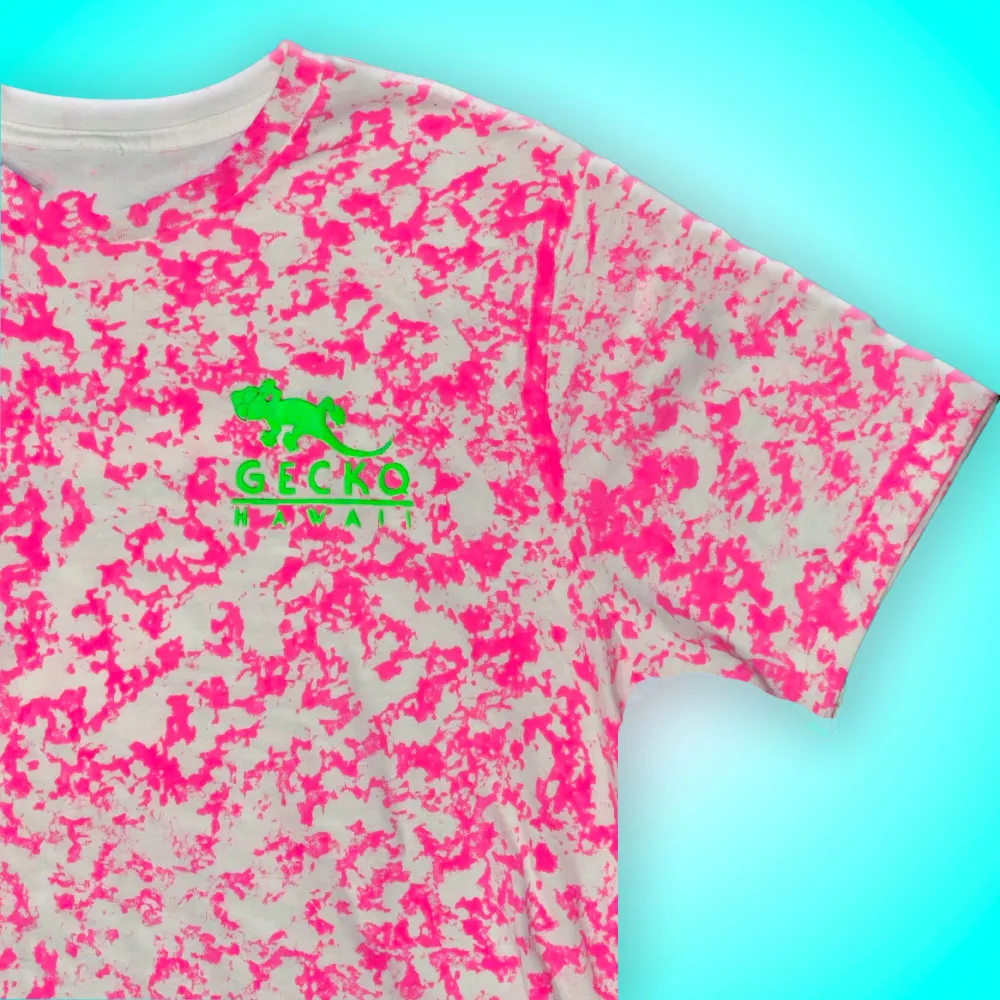 Max Gecko - 1980's Sponge Paint Neon Pink GITD Tee (Limited Edition)