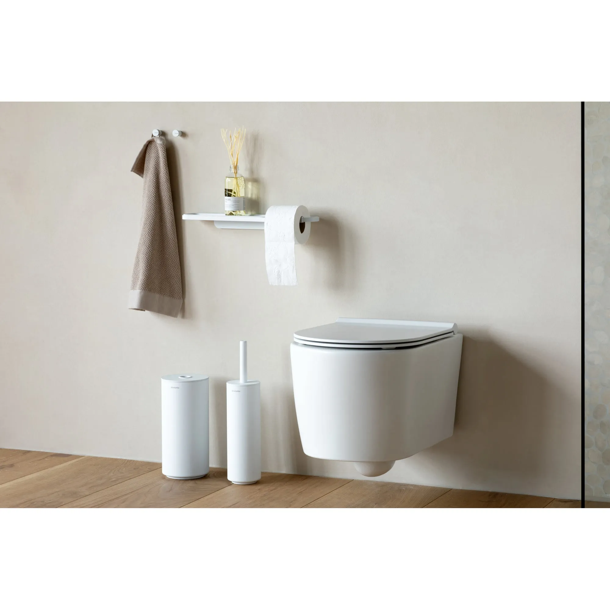 MindSet Toilet Brush & Holder- Mineral Fresh White- Silicon Head