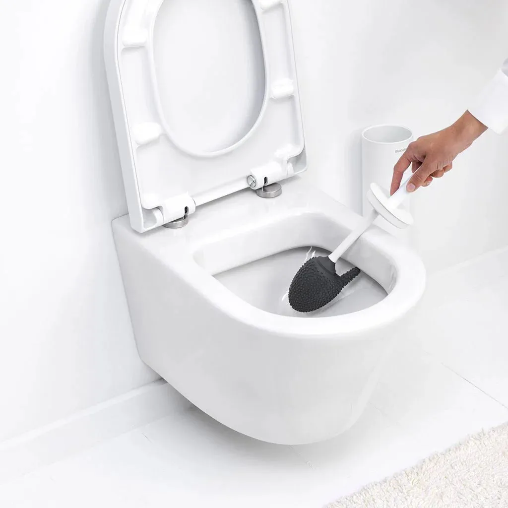 MindSet Toilet Brush & Holder- Mineral Fresh White- Silicon Head