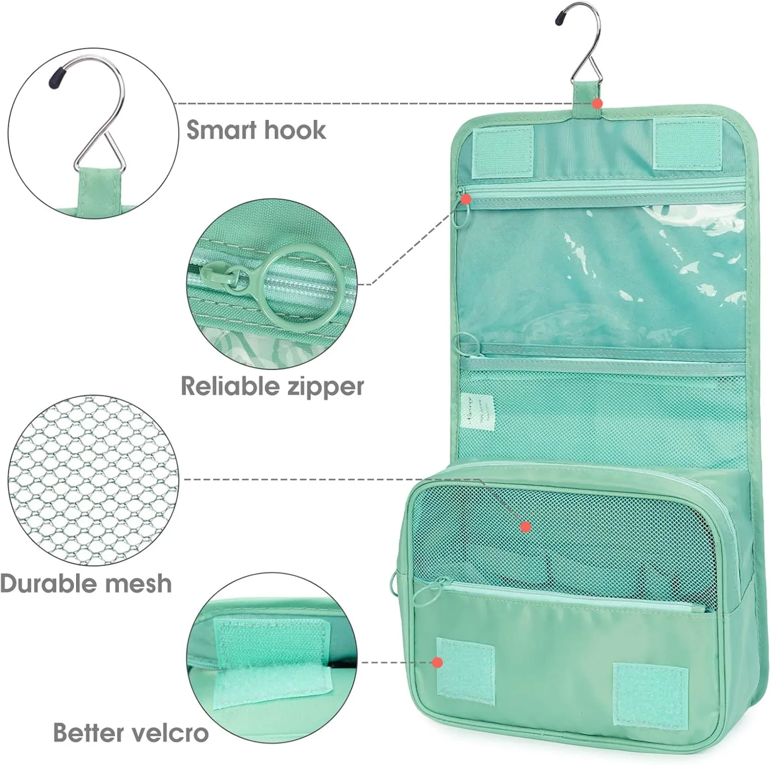 Narwey Hanging Travel Toiletry Bag Cosmetic Make up Organizer for Women and Girls Waterproof