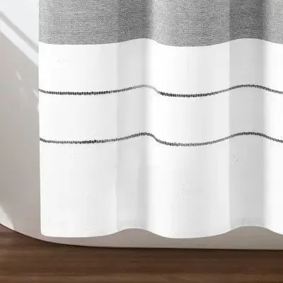 New - 72"x72" Chic Striped Yarn Dyed Eco Friendly Recycled Cotton Shower Curtain Gray - Lush Décor
