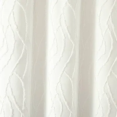 New - Lush Décor Jacquard Wave Shower Curtain Soft White: Polyester, Buttonhole Top, Machine Washable